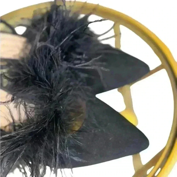 Loeffer Randall JCrew Juno kitten heel mules with feathers in black - Picture 3 of 9